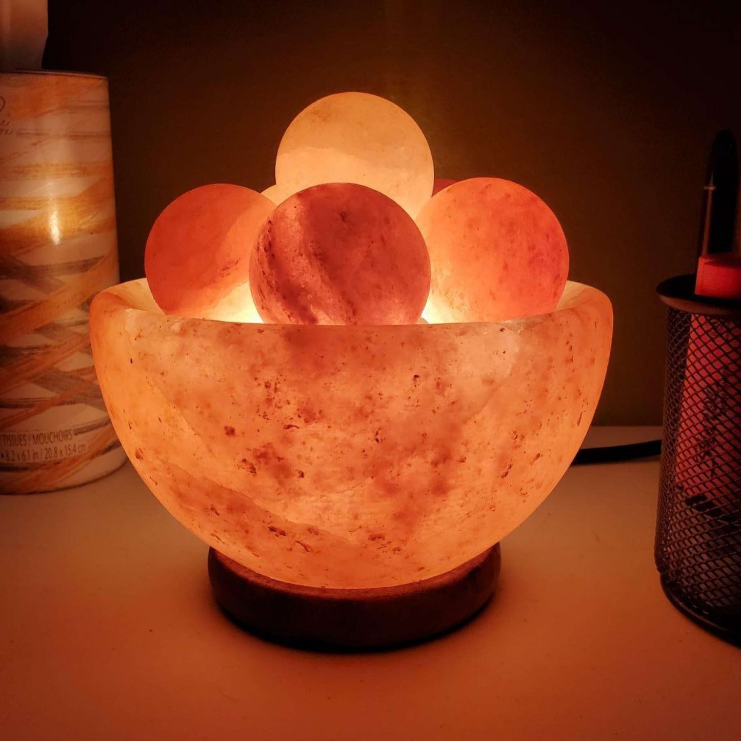 Spantik Himalayan Fire Bowl Salt Lamp with Massage Balls