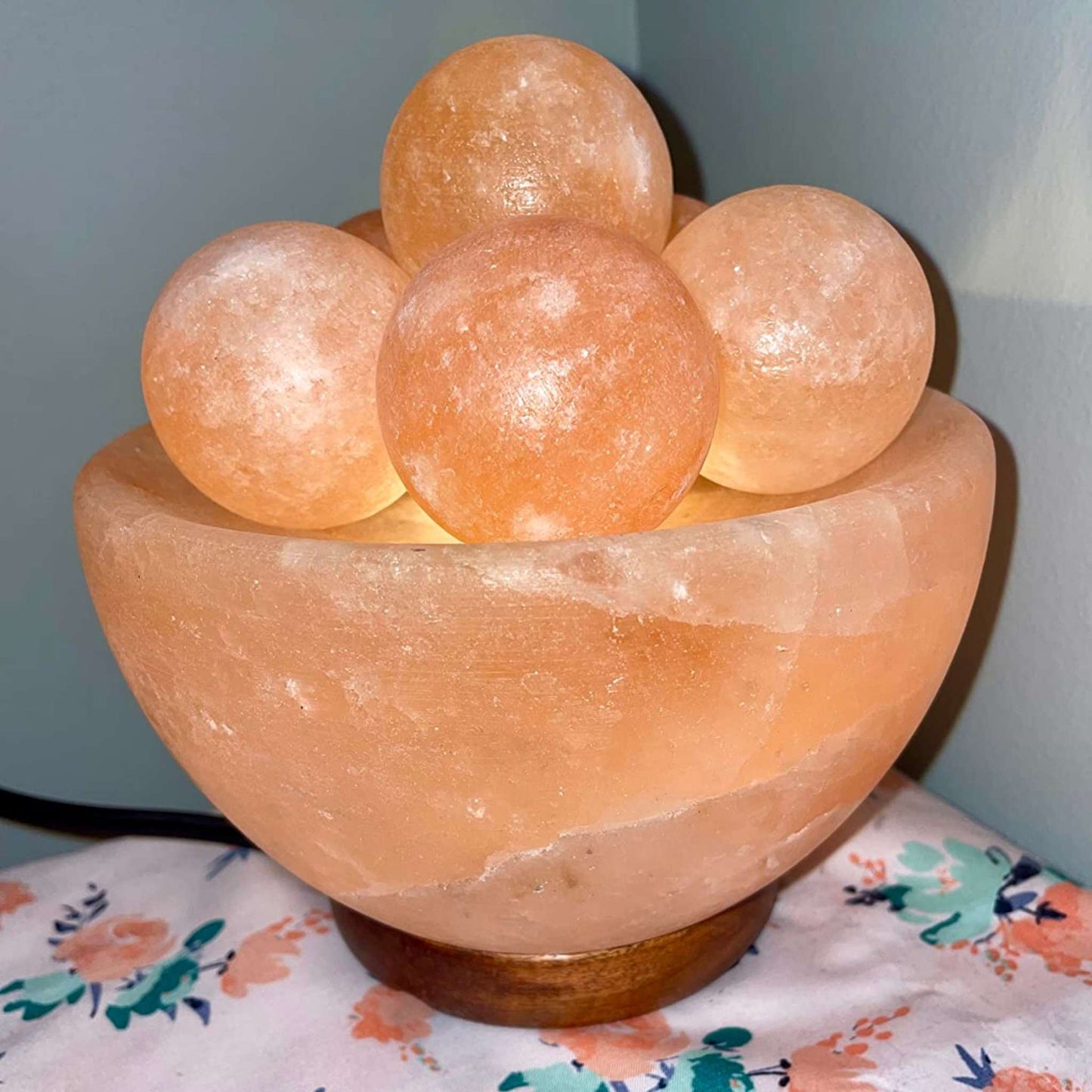 Spantik Himalayan Fire Bowl Salt Lamp with Massage Balls