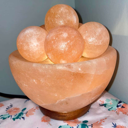 Spantik Himalayan Fire Bowl Salt Lamp with Massage Balls