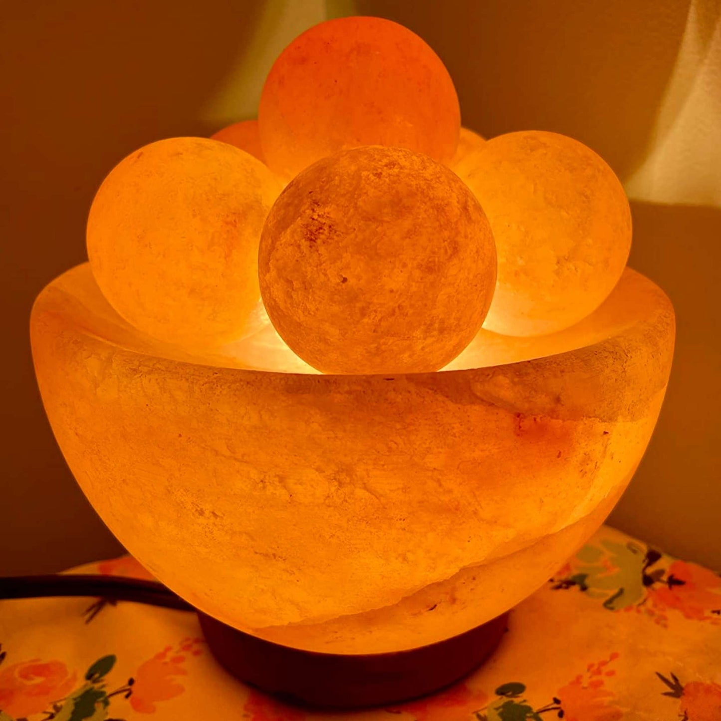 Spantik Himalayan Fire Bowl Salt Lamp with Massage Balls