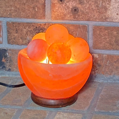 Spantik Himalayan Fire Bowl Salt Lamp with Massage Balls