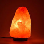 Spantik 7" Natural Himalayan Salt Lamp with Dimmer & Wooden Base – Hand Carved Rock Salt