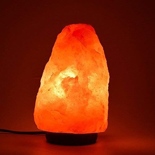 Spantik 7" Natural Himalayan Salt Lamp with Dimmer & Wooden Base – Hand Carved Rock Salt