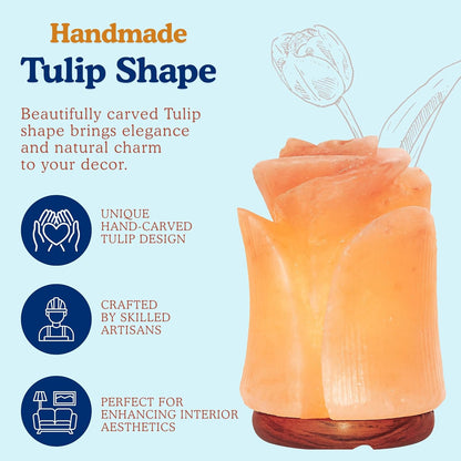 Spantik Himalayan Salt Lamp in Beautiful Tulip Shape – Hand Carved