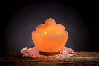 Spantik Himalayan Fire Bowl Salt Lamp with Massage Balls