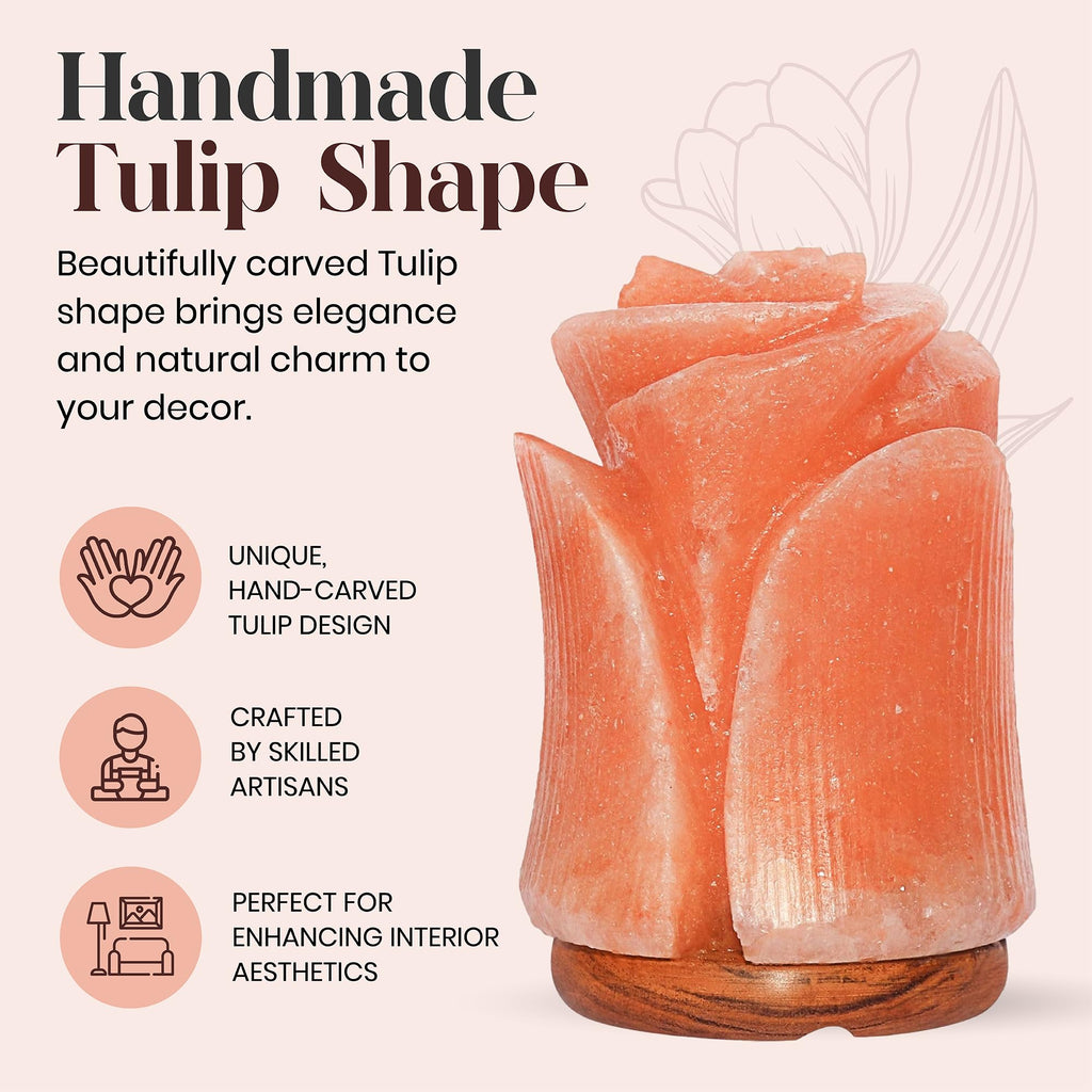 Spantik Himalayan Salt Lamp in Beautiful Tulip Shape – Hand Carved