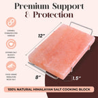 Spantik Himalayan Cooking Salt Block Set with Steel Tray 12x8x1.5