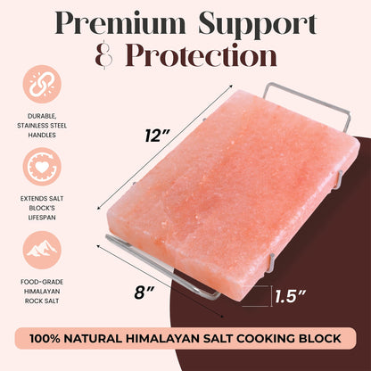 Spantik Himalayan Cooking Salt Block Set with Steel Tray 12x8x1.5