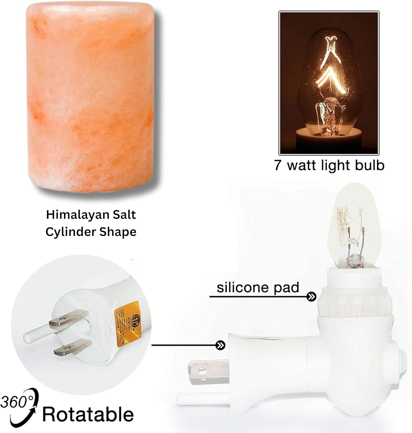 Spantik Himalayan Rock Salt Night Light Cylinder Shape 2 Pack