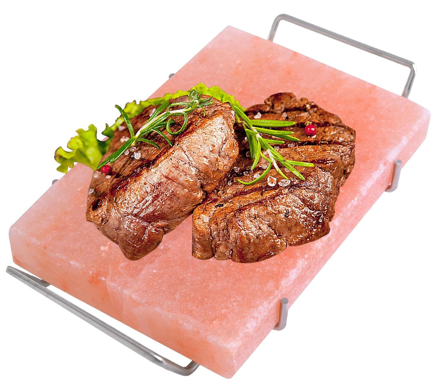 Spantik Himalayan Cooking Salt Block Set with Steel Tray 12x8x1.5