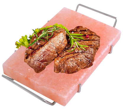 Spantik Himalayan Cooking Salt Block Set with Steel Tray 12x8x1.5
