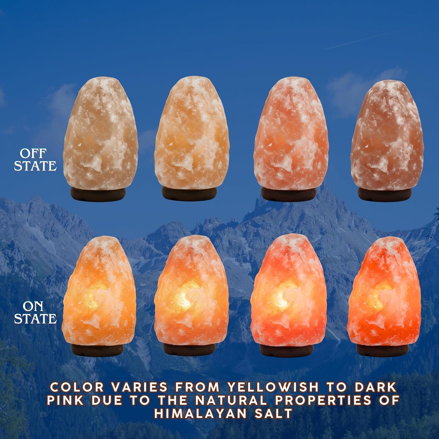 Spantik 7" Natural Himalayan Salt Lamp with Dimmer & Wooden Base – Hand Carved Rock Salt