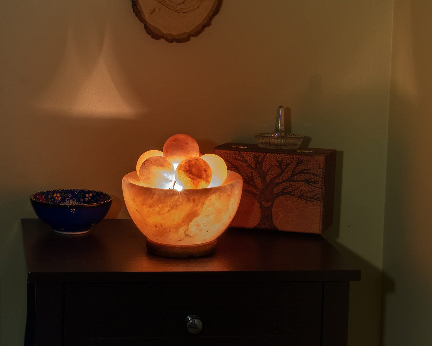 Spantik Himalayan Fire Bowl Salt Lamp with Massage Balls