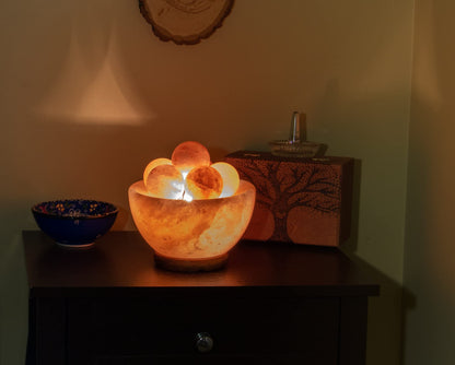 Spantik Himalayan Fire Bowl Salt Lamp with Massage Balls