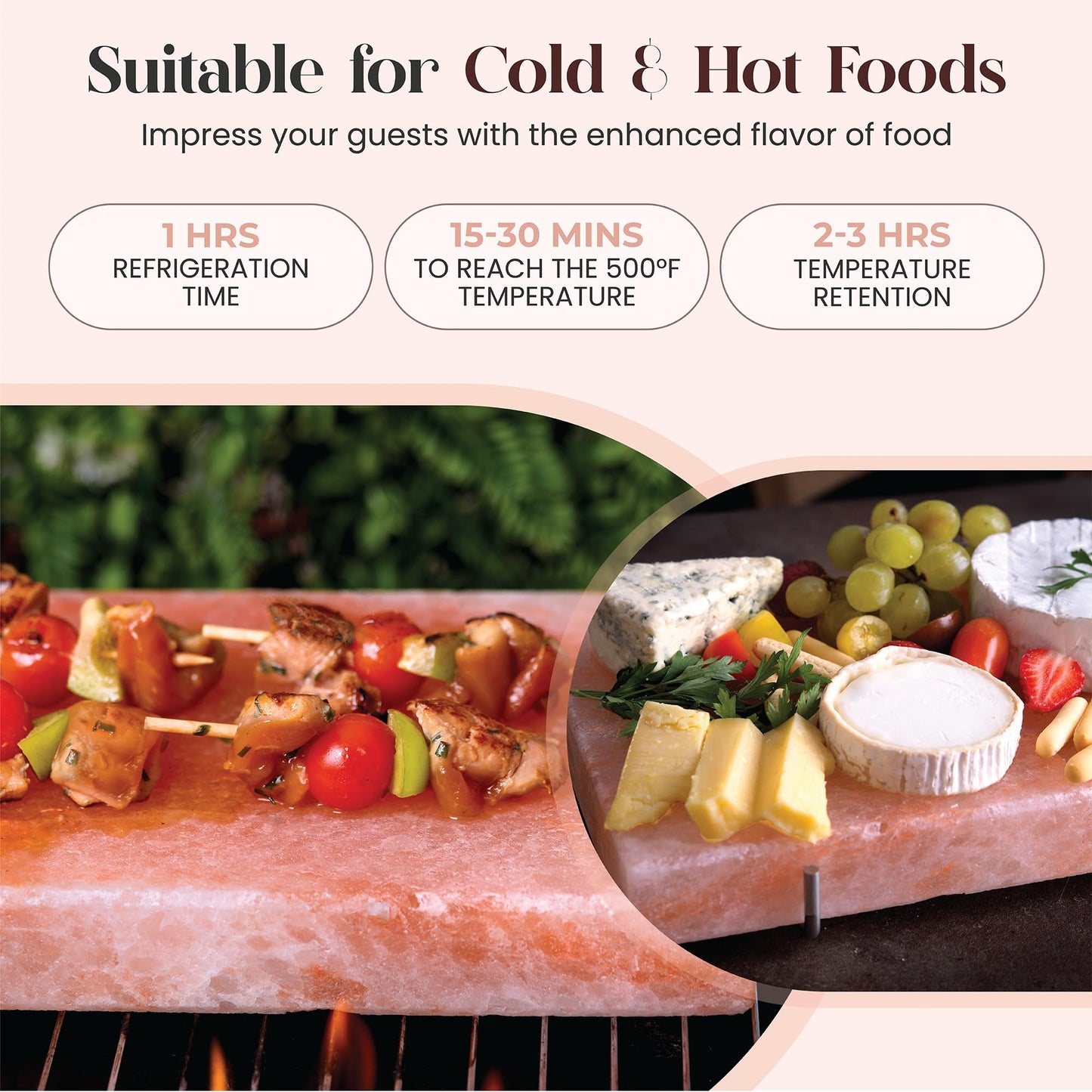 Spantik Himalayan Cooking Salt Block Set with Steel Tray 12x8x1.5