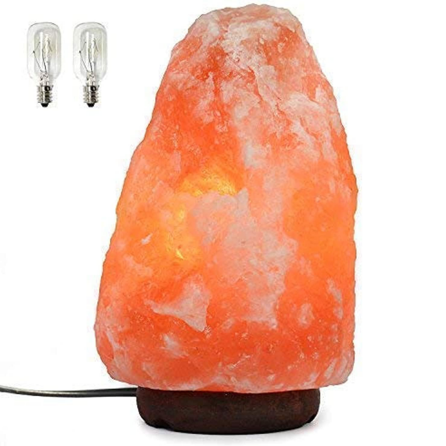 Spantik 7" Natural Himalayan Salt Lamp with Dimmer & Wooden Base – Hand Carved Rock Salt