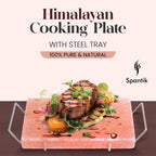 Spantik Himalayan Cooking Salt Block Set with Steel Tray 12x8x1.5