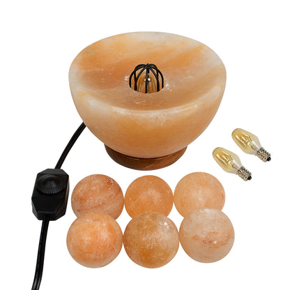 Spantik Himalayan Fire Bowl Salt Lamp with Massage Balls