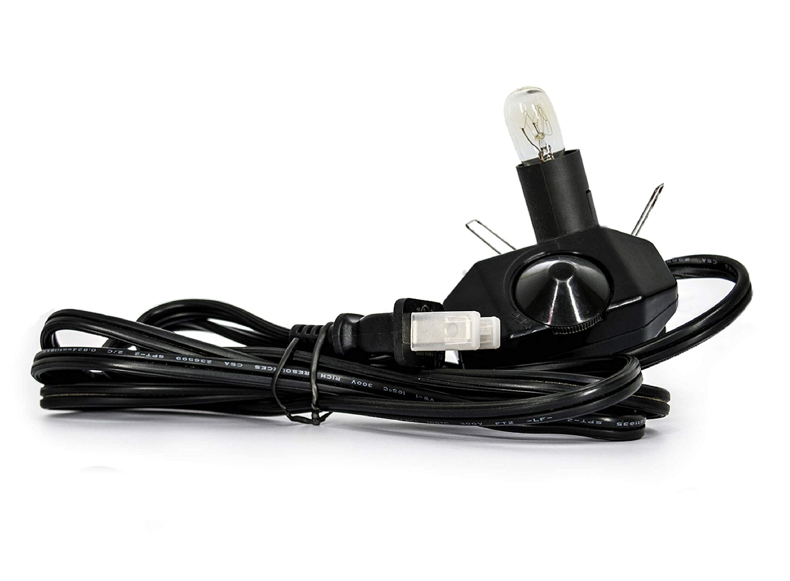 Spantik Salt Lamp Replacement Cord with Dimmer & Bulb – 6ft UL Listed E12 Socket