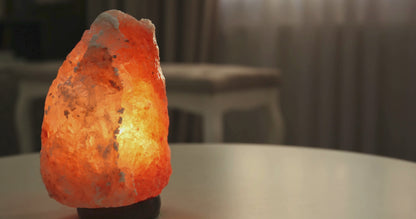 Spantik 7" Natural Himalayan Salt Lamp with Dimmer & Wooden Base – Hand Carved Rock Salt