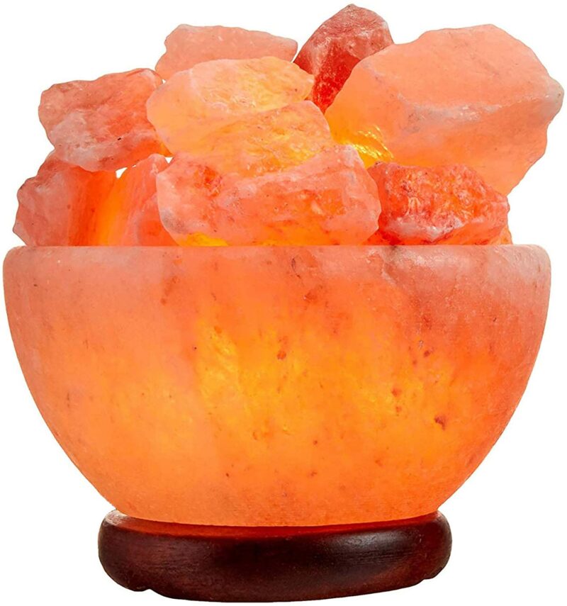 Spantik Himalayan salt lamp bowl shape with salt chunks
